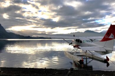 Hidroaviones, avionetas y helicópteros operados por PlanV Chile en la Patagonia