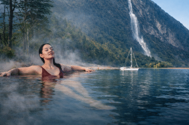 Relajación en fuente termal natural